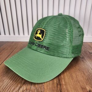 John Deere Mesh Hat Cap Snapback Green Logo Farmer Tractor Outdoors Farm Ranch